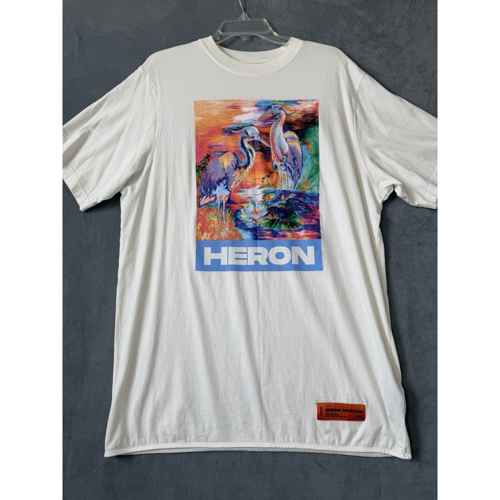 Heron Preston Full Frontal Embroidered Multicolor T-Shirt Medium Oversized Rare